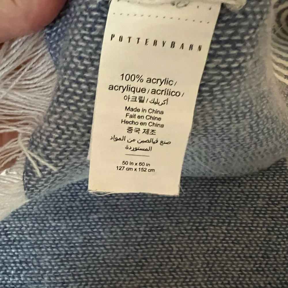 Pottery Barn clover fringe striped Throw farmhouse cottagecore very soft